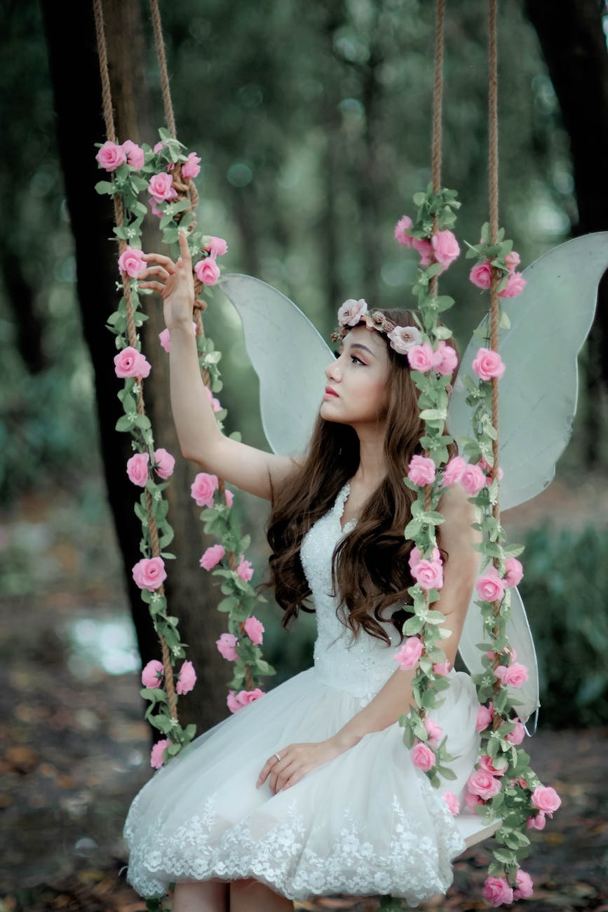 woman posing like fairy
